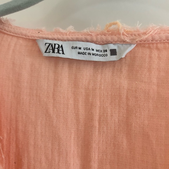 Zara Peach Tiered Mini Dress with 3/4 Sleeves - Picture 2 of 6